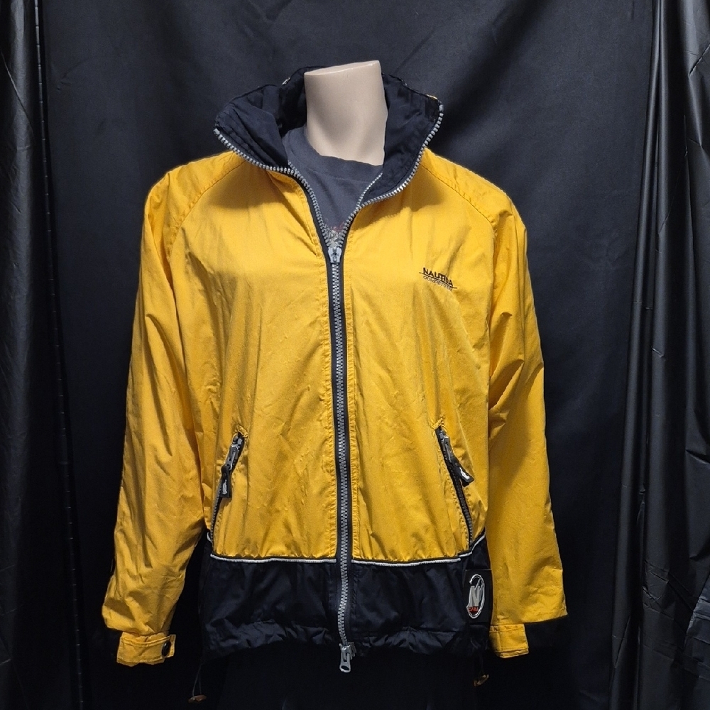Vtg 90s Nautica Competition Men’s Sz S Sleeve Coat Jacket reversible Stow Hood